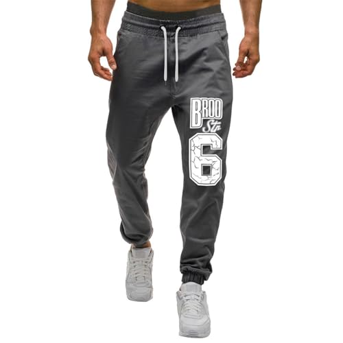 Warehouse Deals Angebote, Trekkinghose Herren Laufhose Herren Lang Brief Druck Sporthose Elastische Taille Laufhose Für Alltag Regular Fit Jogger Sweathose Herren Stretch Hose Herren(Gray,Xxl) von Feibeauty