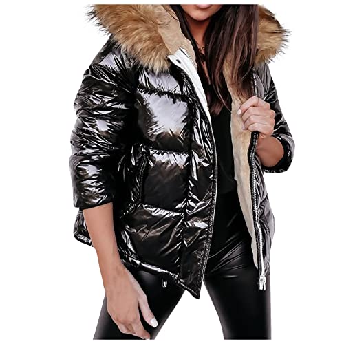 Winterjacke Damen Kolylong Frauen Winter Warm Parka Jacke Kurz Dicker Steppjacke Mit Fellkapuze BeiläufIge Baumwolljacke Reißverschluss Wintermantel Softshelljacke Damenjacke Übergangsjacke Outwear von Feibeauty