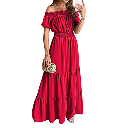 schwarzes Kleid Prinzessin Kleid Festliche Kleider für ab 50 Jahren Schulterfrei RüSchen Einfarbig Kurzarm Bodenlang Kleid Sexy Hohe Taille Lang Kleid Elegant A-Linie Tunika Kleid Boho blusenkleid schwarzes Kleid Prinzessin Kleid Festliche Kleider für ab 50 Jahren Schulterfrei RüSchen Einfarbig Kurzarm Bodenlang Kleid Sexy Hohe Taille Lang Kleid Elegant A-Linie Tunika Kleid Boho blusenkleid von Feibeauty