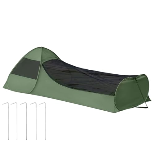 Fenayuu Einzelnes Pop Up Zelt | Faltbares Pop Up Einzelbett | Bett Baldachin Schlafsack Netzzelt Mit Doppelter Reißverschluss - Atmungsaktive Campingausrüstung Für Reisezimmer von Fenayuu