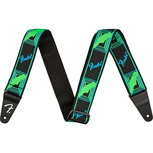 Fender® Neon Monogram Strap, L, Grün Blau von Fender