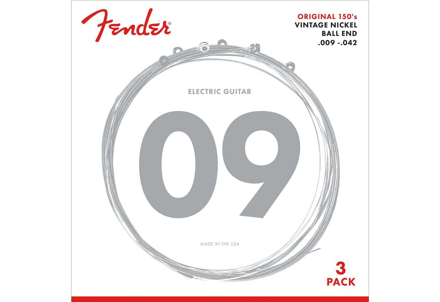 Fender Saiten, E-Gitarren Saiten 150L 9-42 3-Pack Pure Nickel - E-Gitarrensaiten Fender Saiten, E-Gitarren Saiten 150L 9-42 3-Pack Pure Nickel - E-Gitarrensaiten von Fender