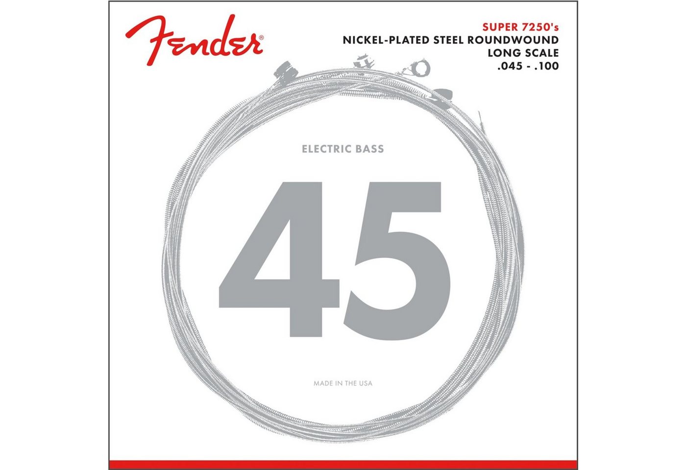 Fender Saiten, (Strings Super 7250 ML 45-100 Nickel Pl. Roundw. Longscale), Strings Super 7250 ML 45-100 - Saitensatz für 4-Saiter E-Bass Fender Saiten, (Strings Super 7250 ML 45-100 Nickel Pl. Roundw. Longscale), Strings Super 7250 ML 45-100 - Saitensatz für 4-Saiter E-Bass von Fender