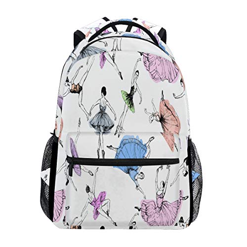 Handgezeichneter Balletttänzer-Rucksack, wasserdicht, Schultasche, Turnbeutel, Ballerina Laptop-Tasche, Outdoor-Reisetasche für Kinder, Jungen, Mädchen, Damen, Herren von Fender