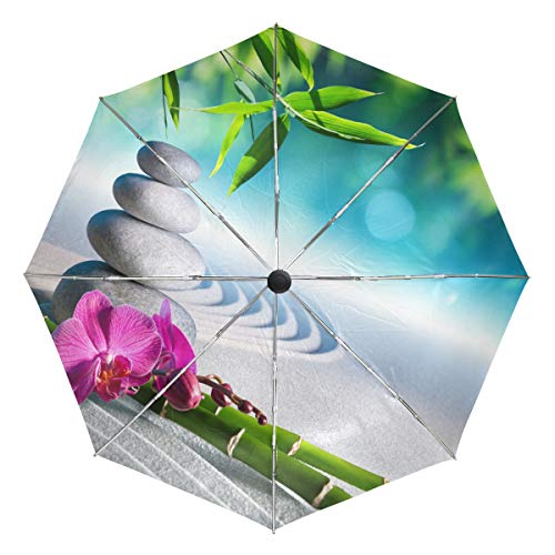 Regenschirm mit Sandorchideensteinen, automatisch, Bambus, grün, winddicht, wasserdicht, UV-Schutz, Reise-Regenschirm – 3 Falten, automatische Öffnung/Schließ-Taste, Sonne und Regen, Autoschirm, sand Regenschirm mit Sandorchideensteinen, automatisch, Bambus, grün, winddicht, wasserdicht, UV-Schutz, Reise-Regenschirm – 3 Falten, automatische Öffnung/Schließ-Taste, Sonne und Regen, Autoschirm, sand von Fender