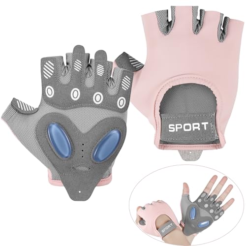 Fentar Gym Handschuhe, Bequeme Fitness Handschuhe mit 3D Silikonpad, Krafttraining Handschuhe Sport Zubehör, rutschfeste Kletterhandschuhe Fahrradhandschuhe, Atmungsaktiv Fingerlose Handschuhe Damen von Fentar