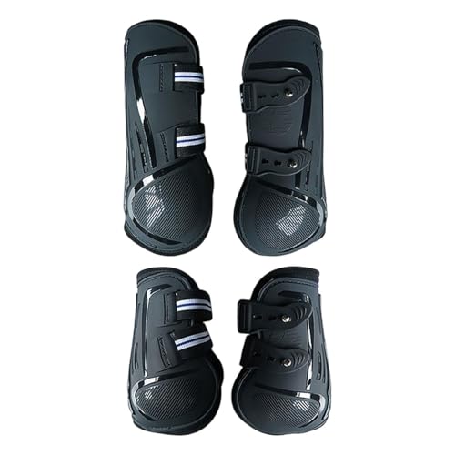 Fenteer 4X Pferdestiefel-Beinbandagen, multifunktional, tragbar, für die Vorder- und Hinterbeine, Beinschutz für das Springreiten-Training, schwarz L von Fenteer