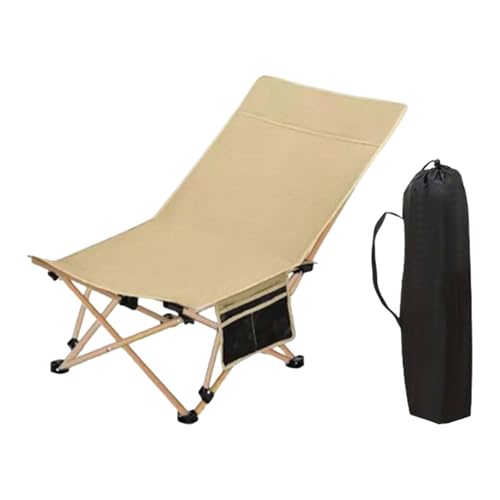 Fenteer Campingstuhl Loungesessel Tragbarer Chaiselongue-Hocker Rückenlehne Klappstuhl Strandstuhl für Sport Reisen Terrasse Rasen, Khaki von Fenteer