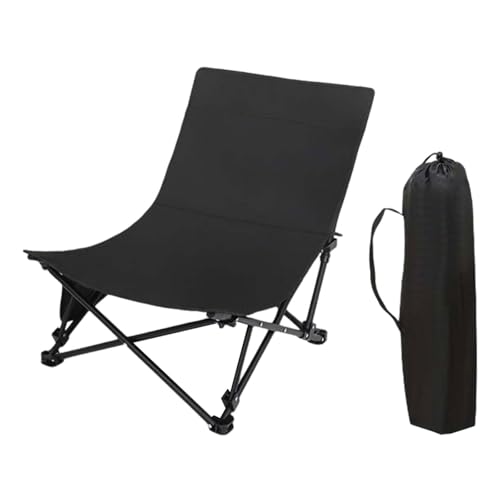 Fenteer Campingstuhl Loungesessel Tragbarer Chaiselongue-Hocker Rückenlehne Klappstuhl Strandstuhl für Sport Reisen Terrasse Rasen, Schwarz von Fenteer