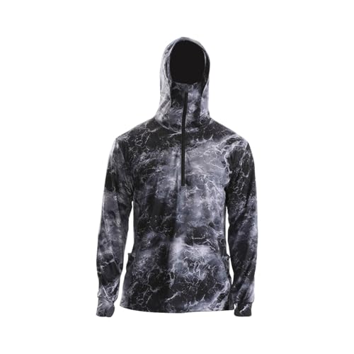 Fenteer Herren Sonnenschutz Hoodie Shirt Angelshirt Dünn Leicht Kühlshirt Jacke Rashguard für Herren zum Laufen Klettern, L von Fenteer