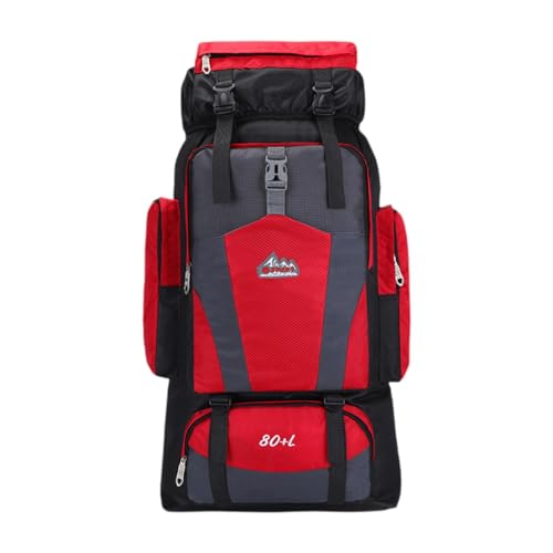 Fenteer Wanderrucksack, Camping-Rucksack für Männer und Frauen, großes Fassungsvermögen, vielseitiger Reiserucksack, 80 l, für Rucksackreisen, Outdoor-Touren, Rot von Fenteer