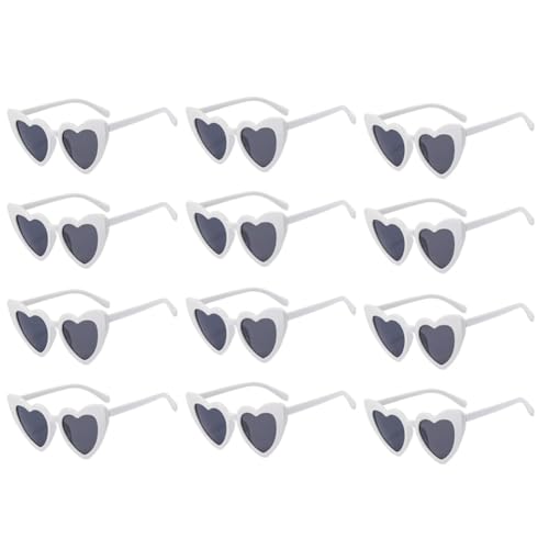 Feriany Herzförmige Sonnenbrille für Hochzeit, Junggesellenabschied, Brille für Brautjungfer, Trauzeugen, Geschenke für Trauzeugen, Weiß von Feriany