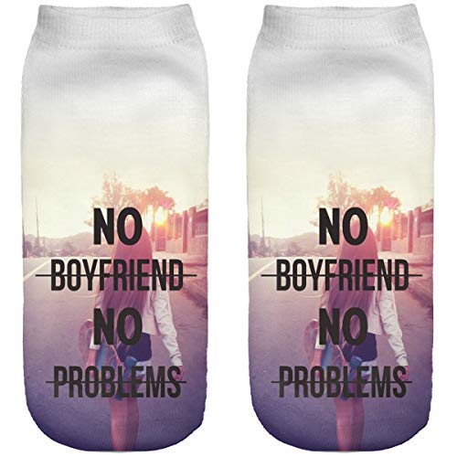 Ferocity Lustige Socken Sneaker Halbsocken Strümpfe Sportsocken Füßlinge mit Motiv 3D No Boyfriend [001] von Ferocity