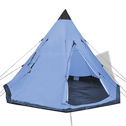 Festnight 4-Personen Zelt Campingzelt Outdoor Tent 365 x 365 x 250 cm für Wandern Camping Hiking - Hellblau von Festnight