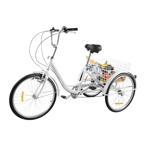 24 Zoll 3 Rad Erwachsene 6 Geschwindigkeit Fahrrad Dreirad mit Licht und Einkaufskorb, geeignet für weibliche männliche ältere für Freizeit und Einkaufen. 24 Zoll 3 Rad Erwachsene 6 Geschwindigkeit Fahrrad Dreirad mit Licht und Einkaufskorb, geeignet für weibliche männliche ältere für Freizeit und Einkaufen. von Fetcoi