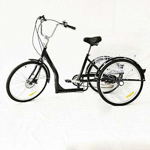 Fetcoi 26" Zoll Dreirad für Erwachsene 6-Gang 3-Rad Premium-Fahrrad mit Einkaufskorb für Reisen, Radfahren und Einkaufen von Fetcoi