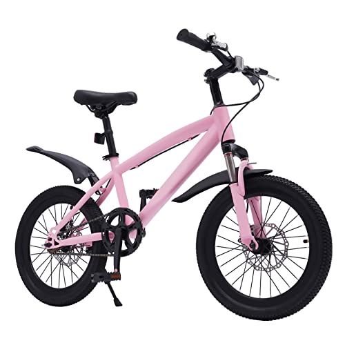 Fetcoi Kinderfahrrad 18 Zoll Jungen Mädchen Kinderfahrräder 18 Zoll Fahrrad mit Taschenlampe & Reifenpumpe, für Kinder ab 1.25-1.4m Höhe, Einstellbare Sitz | EU Stock (Rosa) von Fetcoi