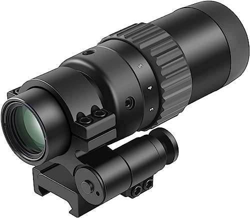 Feyachi M36 1.5X - 5X Magnifier Red Dot Magnifier Airsoft Zielfernrohr Taktisches Rotpunktvisier Jagd Holographisches Optiklinse with Flip Mount Kompatibel mit 21mm/22mm Picatinny/Weaver Schiene von Feyachi