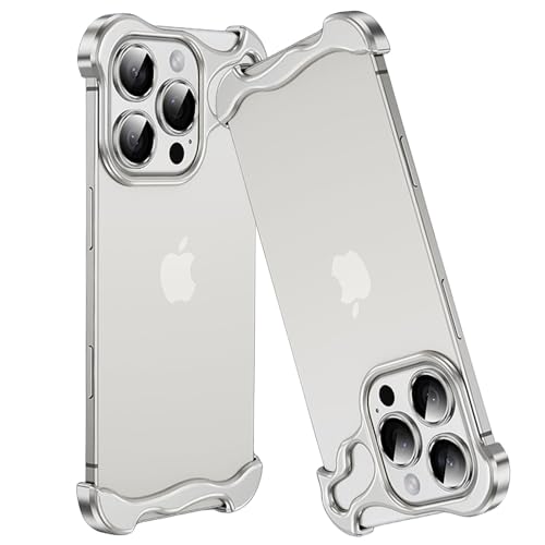 FeylWezm Metallgehäuse für iPhone 16 Pro Max/16 Pro/16 Plus/16, ultradünn, leicht, Rahmenlos, minimalistische Stoßdämpfung, Keine Signalstörungen, mit Kameraschutz,Black,16 Pro Max von FeylWezm