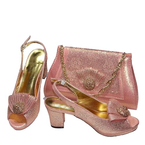 Ffnkrnfi Schuh- und Taschen-Set für Damen, Schuhe und Tasche, in Italien, silberfarben, italienische Schuhe, mit passender Tasche von Ffnkrnfi