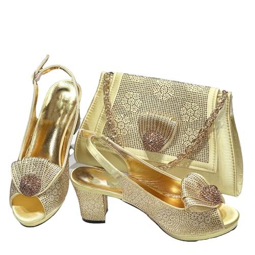 Ffnkrnfi Schuh- und Taschen-Set für Damen, Schuhe und Tasche, in Italien, silberfarben, italienische Schuhe, mit passender Tasche von Ffnkrnfi