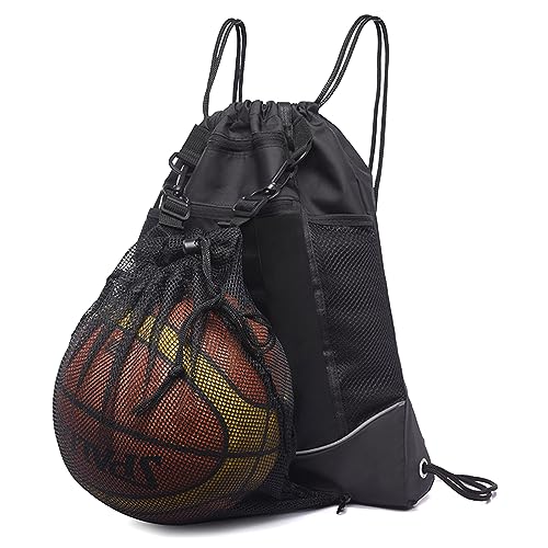 Fhioevt Rucksack Sport Beutel mit Kordelzug Sportbeutel Fußball Rucksack mit Ballnetz Turnbeutel Schwarz Basketball Tasche Fußballtasche für Jugendliche Kinder Erwachsener Fhioevt Rucksack Sport Beutel mit Kordelzug Sportbeutel Fußball Rucksack mit Ballnetz Turnbeutel Schwarz Basketball Tasche Fußballtasche für Jugendliche Kinder Erwachsener von Fhioevt