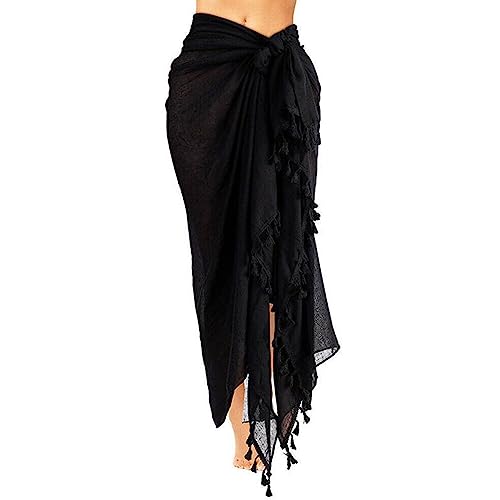 Fhkpsqkcn Sarong Badeanzug Überwurf Mit Quasten Für Damen Strand Krawatten Wickelrock Durchsichtiger Schal Badeanzug Unten von Fhkpsqkcn