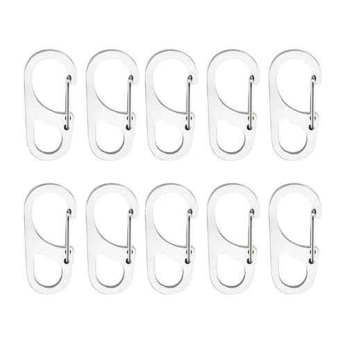 Fhsqwernm 10Pcs D Form Clip Karabiner Haken Edelstahl Karabiner Clip Camping Wandern Rucksäcke Gürtel von Fhsqwernm