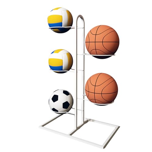 Fhsqwernm Basketball Aufbewahrungsregal Rollender Ball Vertikales Präsentationsregal Fußballständer Abnehmbare Garage Ball Bedienen von Fhsqwernm