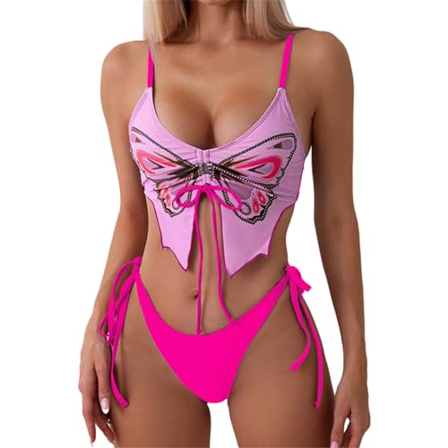 Fhsqwernm Bikinis-Set für Damen, Schmetterlingsmotiv, zweiteilig, geteilt, Badeanzug, Strandmode von Fhsqwernm