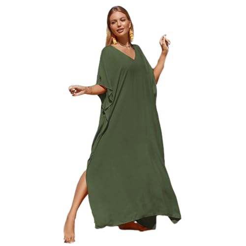 Fhsqwernm Damen Strand-Kaftan-Kleid, kurzärmelig, Badeanzug, volle Länge, Strand-Kaftan-Kleid von Fhsqwernm