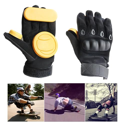 Fhsqwernm Downhill Slide Handschuhe Mit Slider Pucks Longboards Handflächen Slide Handschuhe Zum Skateboarden Rollschuhlaufen Rutschen von Fhsqwernm