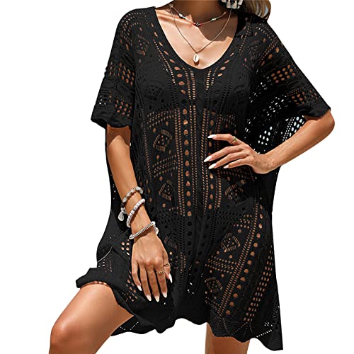 Fhsqwernm Hollow Out Beach-Cover Up for Women Loose V-Neck Beach-Dress Swimsuit Cover Up See Through Bikinis Cover Up Beachwear von Fhsqwernm