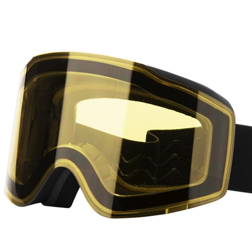 Fhsqwernm Snowboard-Schutzbrille, doppellagig, Anti-Beschlag-Skibrille, magnetische Schneebrille für Unisex und Herren von Fhsqwernm