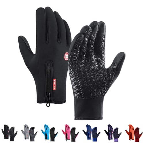 Fiabhras Frostfit - Thermo Handschuhe Winddicht Wasserdicht, Thermo Profis Handschuhe mit Touchscreen Funktion, Thermo Handschuhe Herren Frostfit für Outdoor (Schwarz, S) von Fiabhras