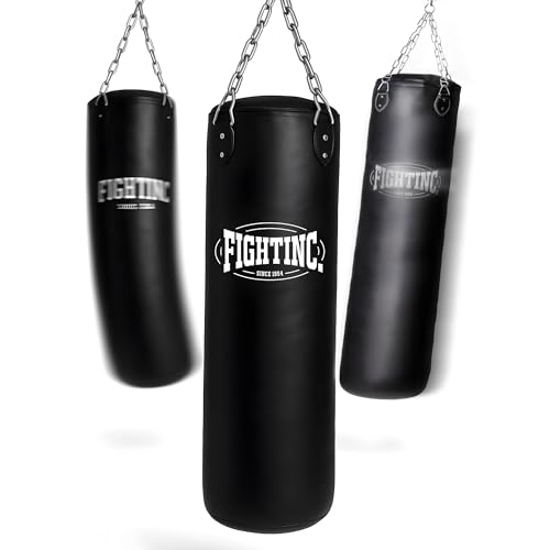 Fightinc. Boxsack Classic GEFÜLLT/UNGEFÜLLT/MIT FÜLLUNG 80 100 120 150 180 cm bis 50kg ideal für Jugend & Erwachsene Kampfsport Training (GEFÜLLT, 80cm) von Fightinc.