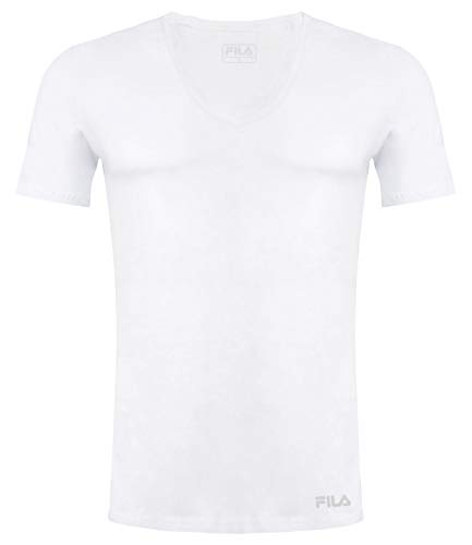Fila Herren T-Shirt Mit V-Ausschnitt FU5001 Man V-Neck Undershirt 300 XL, 300 White, XL, FU5001 von FILA