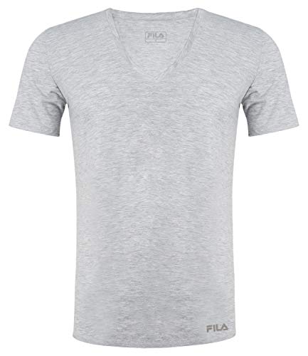 Fila Herren T-Shirt Mit V-Ausschnitt FU5001 Man V-Neck Undershirt 400 XL, 400 Grey, XL, FU5001 von FILA