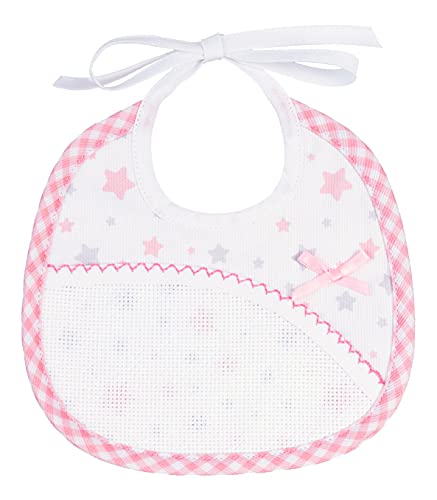 Filet - Lätzchen für Neugeborene aus Baumwoll-Piqué mit mehrfarbigem Sternendruck | Tasche aus Aida-Stoff zum Besticken | Maße: 18 x 18 cm | Made in Italy, Rosa Filet - Lätzchen für Neugeborene aus Baumwoll-Piqué mit mehrfarbigem Sternendruck | Tasche aus Aida-Stoff zum Besticken | Maße: 18 x 18 cm | Made in Italy, Rosa von Filet