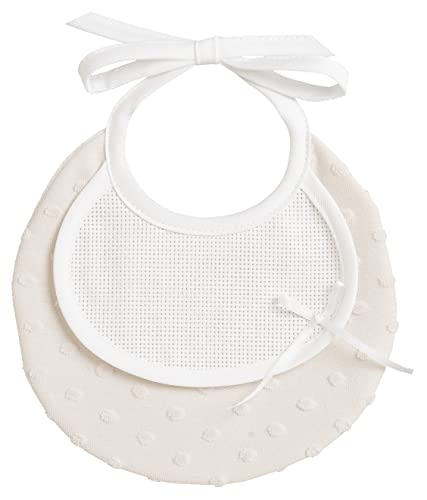 Filet - Kleines rundes Lätzchen aus weichem Stoff mit 3D-Effekt mit Aida-Einsatz zum Sticken, Verschluss mit Schnürsenkeln, ideal für Babys, hergestellt in Italien, Farbe Taupe Filet - Kleines rundes Lätzchen aus weichem Stoff mit 3D-Effekt mit Aida-Einsatz zum Sticken, Verschluss mit Schnürsenkeln, ideal für Babys, hergestellt in Italien, Farbe Taupe von Filet