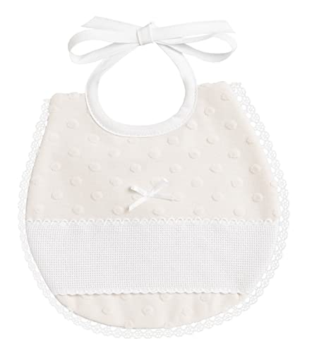 Filet - Lätzchen oval aus weichem Stoff mit 3D-Effekt mit Aida-Einsatz zum Sticken, mit Spitze eingefasst, Verschluss mit Schnürsenkeln, ideal für Babys, hergestellt in Italien, Farbe Beige Filet - Lätzchen oval aus weichem Stoff mit 3D-Effekt mit Aida-Einsatz zum Sticken, mit Spitze eingefasst, Verschluss mit Schnürsenkeln, ideal für Babys, hergestellt in Italien, Farbe Beige von Filet