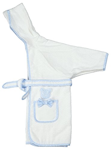 Filet Bademantel mit Ärmeln für Kinder (bis 2 Jahre) aus Baumwollfrottee mit Aida-Canvas zum Besticken - Weiß, Blau Filet Bademantel mit Ärmeln für Kinder (bis 2 Jahre) aus Baumwollfrottee mit Aida-Canvas zum Besticken - Weiß, Blau von Filet