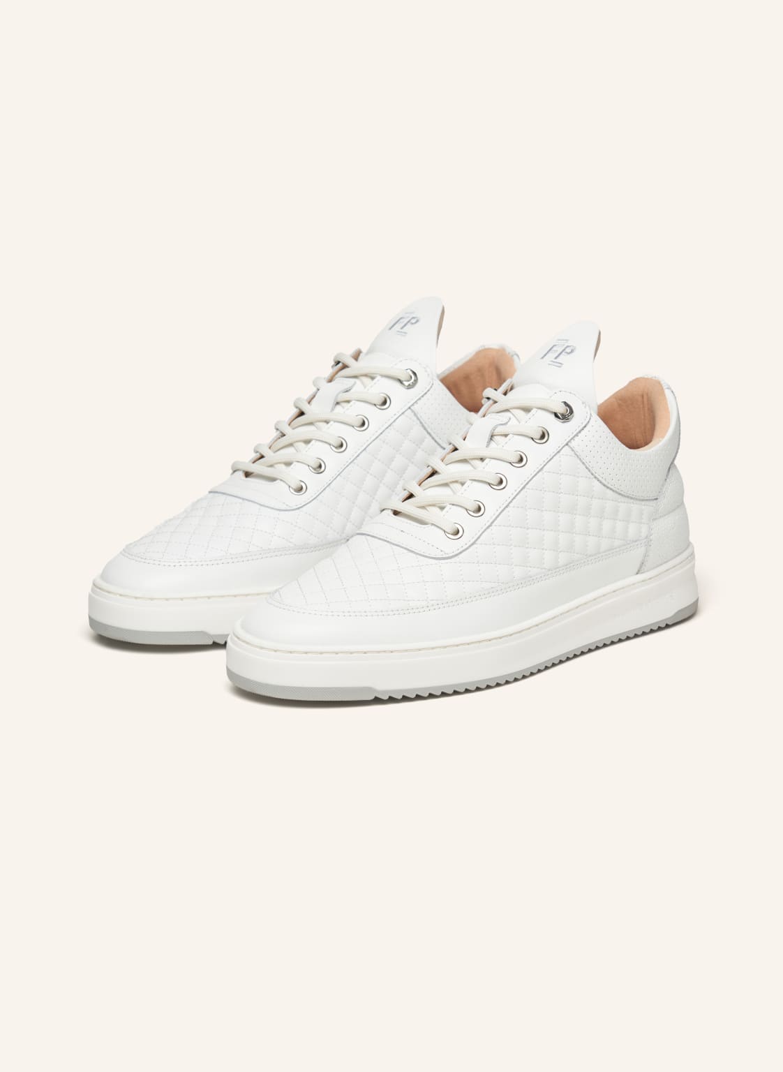 Filling Pieces Low Top Sneaker Quilted weiss von Filling Pieces