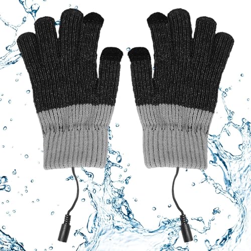 Filvczt Elektrisch beheizte Handschuhe, gestrickte elektrische Handwärmer, gemütliche Handwärmen-Fäustlinge, Outdoor-Winterhandschuhe zum Gehen, Joggen, Skifahren von Filvczt