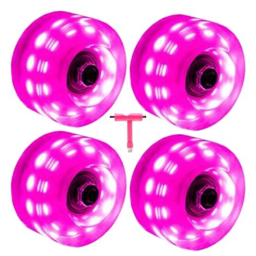 Quad Roller Skate Wheels, 4 Pieces Roller Skate Wheels, Silent Skate Replacement Wheels, Light Up Roller Skate Wheels, Skateboard Wheels Set, Easy to Use, Portable for Row Skating von Filvczt