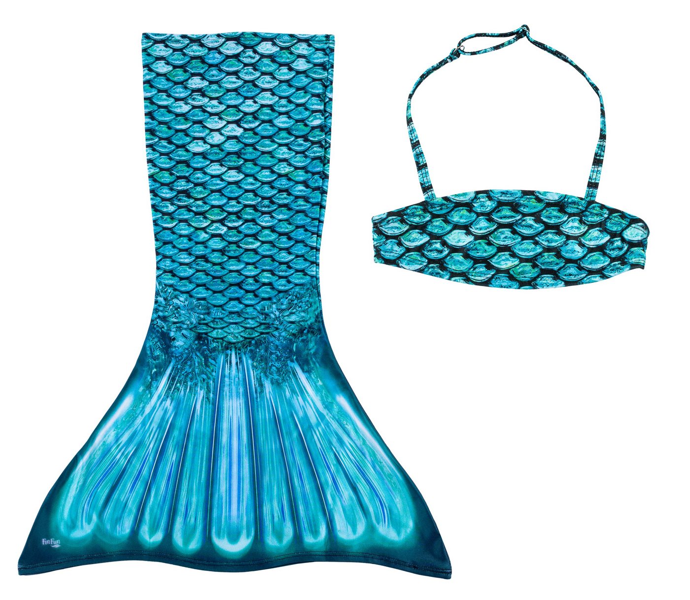 Fin Fun Balconette-Bikini Meerjungfrau Bikini Oberteil mit Rock Tidal Teal für Kinder Fin Fun Balconette-Bikini Meerjungfrau Bikini Oberteil mit Rock Tidal Teal für Kinder von Fin Fun