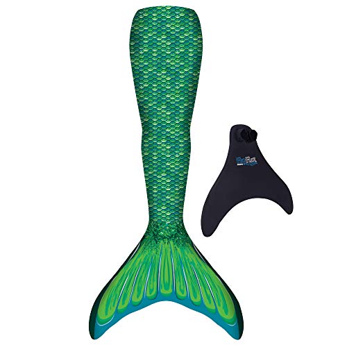 Fin Fun Meerjungfrauenflosse für Mädchen - Monoflosse inkl. Meerjungfrauenflosse - Farbe Grün Größe L/XL - mit patentierter Monoflosse aus Neopren von Fin Fun