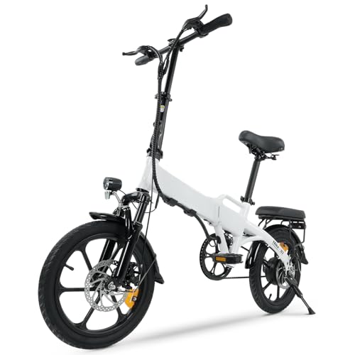 Finbike E-Bike Klappbar,16 Zoll Elektrofahrrad 7.8Ah Akku Diebstahlschutz,E-Faltrad mit 2.6H Schnellladung,250W Motor,3 Fahrmodi,Sitzhöhe Verstellbar,Reichweite Max 55Km,Falt-Pedelec für Herren Damen von Finbike