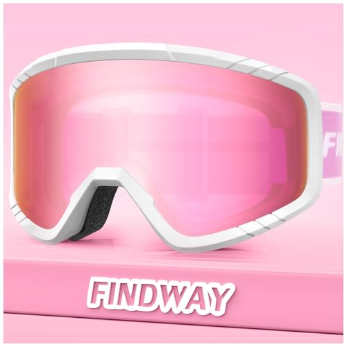 Findway Skibrille, Snowboard Brille für Brillenträger Herren Damen Erwachsene Jugendliche, OTG, UV-Schutz Kompatibler Helm, Anti Fog Erwachsene Ski Goggles für Skifahren/Skaten/Schneemobil von Findway