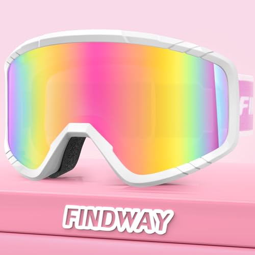 Findway Skibrille, Snowboard Brille für Brillenträger Herren Damen Erwachsene Jugendliche, OTG, UV-Schutz Kompatibler Helm, Anti Fog Erwachsene Ski Goggles für Skifahren/Skaten/Schneemobil von Findway